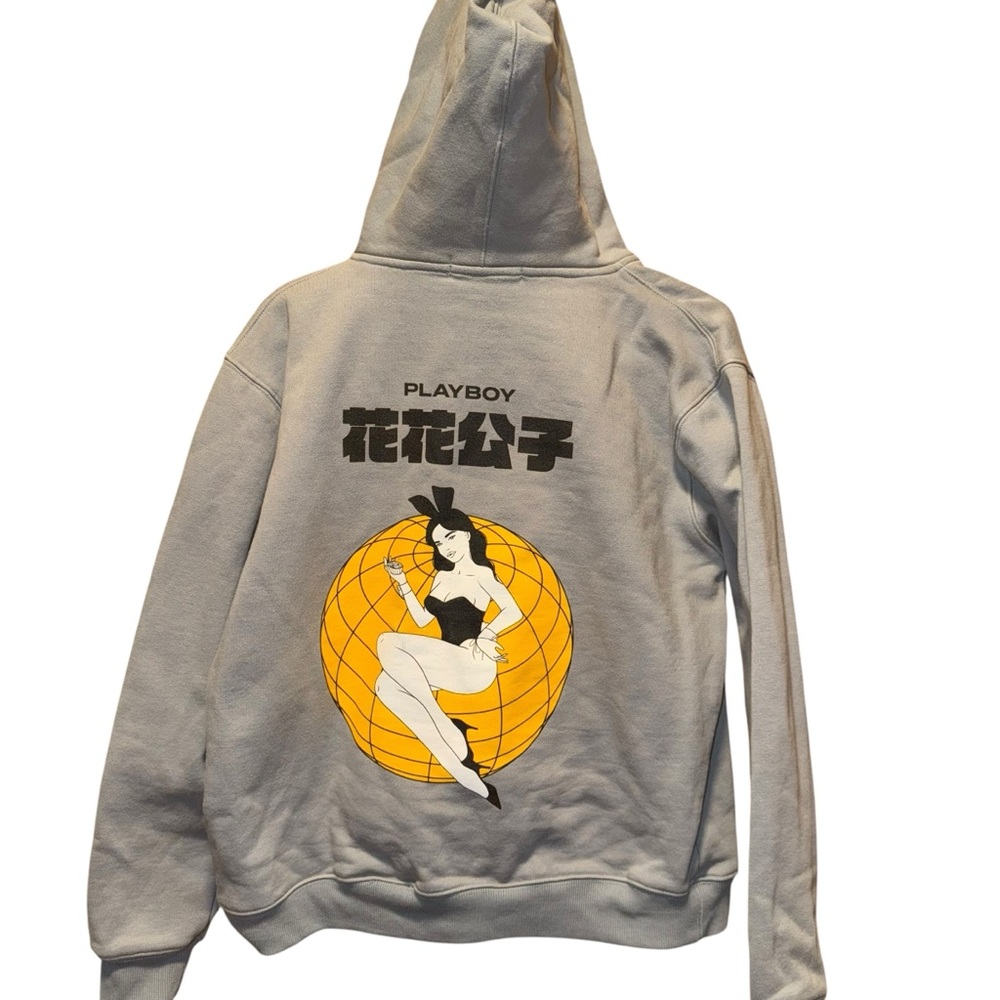 PLAYBOY Gray Oversized Graphic Hoodie
